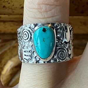 Natural Nevada Turquoise Sterling Silver Ring Size 7